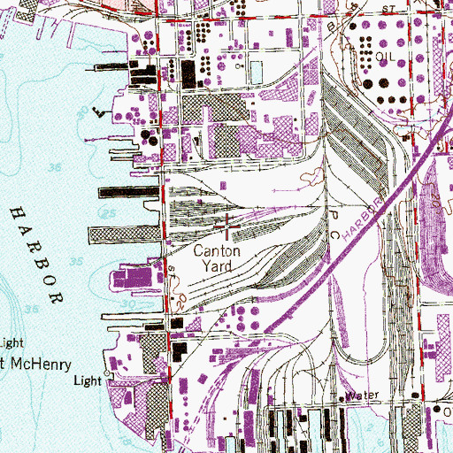 Topographic Map of Canton Yard, MD