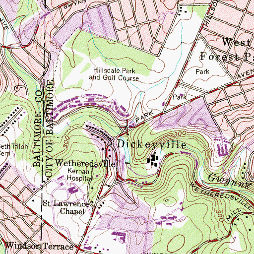Topographic Map of Dickeyville, MD