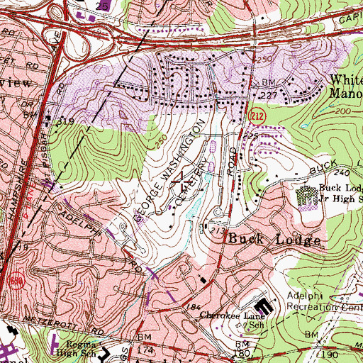 Topographic Map of George Washington Cemetery, MD