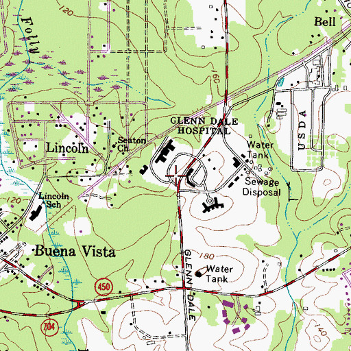 Topographic Map of Glenn Dale Hospital (historical), MD