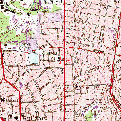 Topographic Map of Guilford Elementary / Middle School, MD