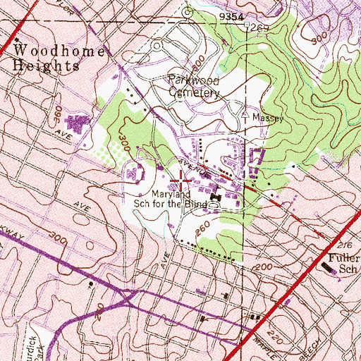 Topographic Map of Maryland School for the Blind, MD