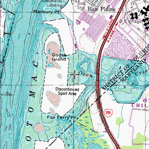 Topographic Map of Oxon Creek, MD