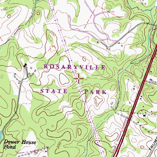 Topographic Map of Rosaryville State Park, MD