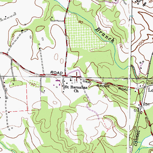 Topographic Map of Saint Barnabas Church, MD