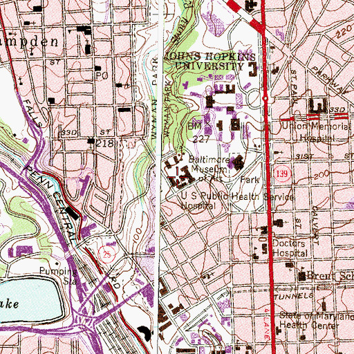 Topographic Map of United States Public Health Services Hospital, MD