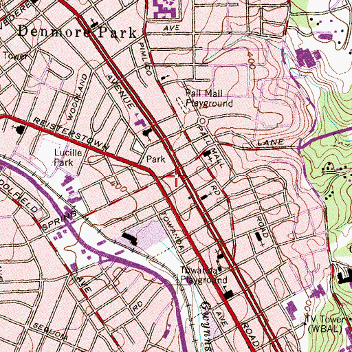 Topographic Map of WYST-FM (Baltimore), MD
