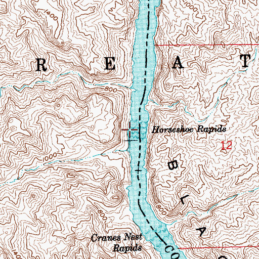 Topographic Map of Horseshoe Rapids, NV