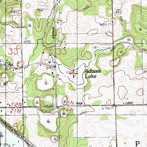 Topographic Map of Adams Lake, MI