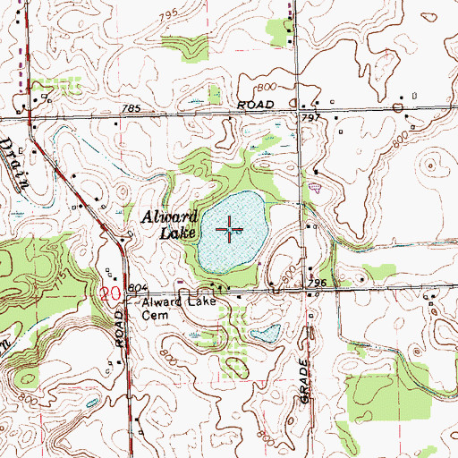 Topographic Map of Alward Lake, MI