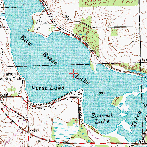 Topographic Map of Baw Beese Lake, MI