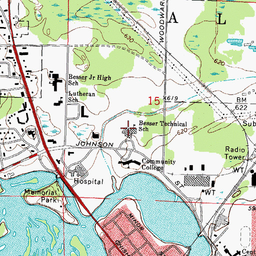 Topographic Map of Besser Technical School, MI