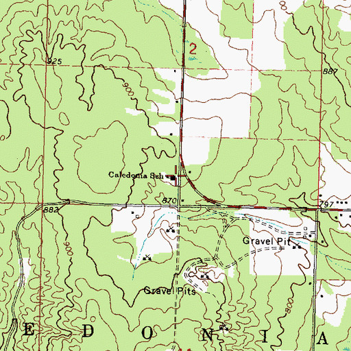 Topographic Map of Caledonia School, MI