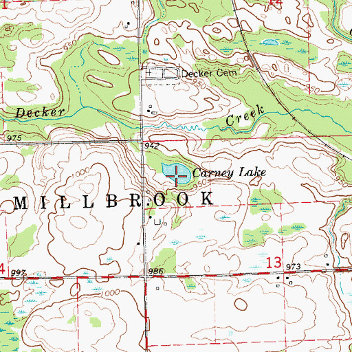 Topographic Map of Carney Lake, MI