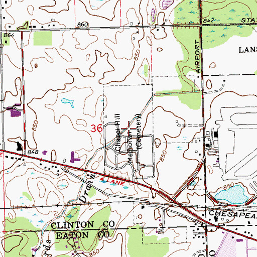 Topographic Map of Chapel Hill Memorial Gardens, MI