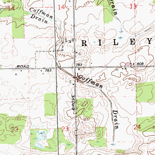 Topographic Map of Coffman Drain, MI