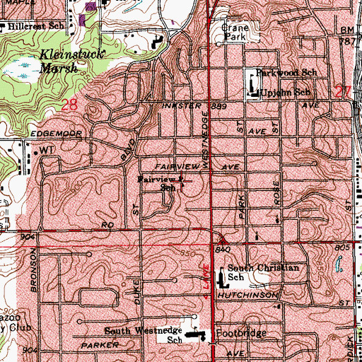 Topographic Map of Fairview School, MI
