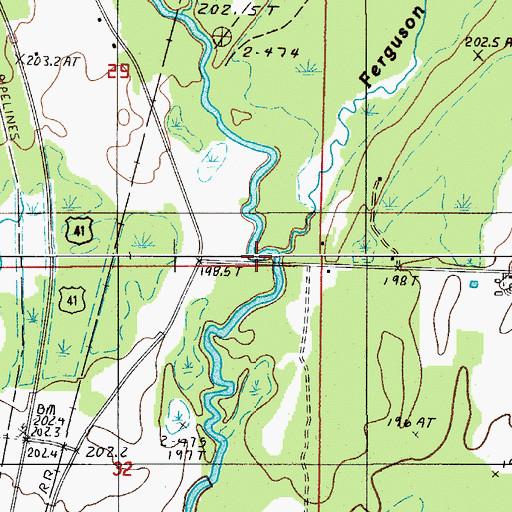 Topographic Map of Ferguson Creek, MI