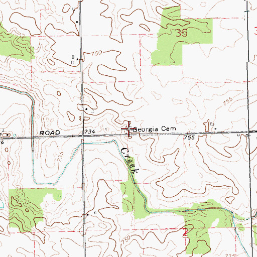 Topographic Map of Georgia Cemetery, MI