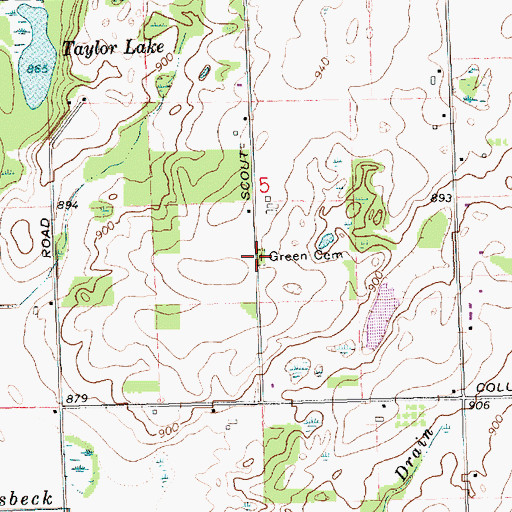 Topographic Map of Green Cemetery, MI