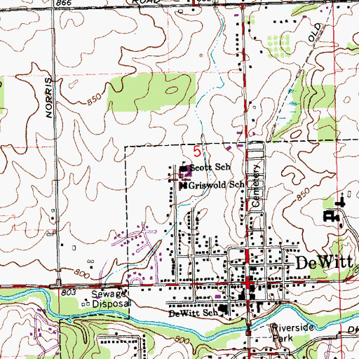 Topographic Map of Griswold School, MI