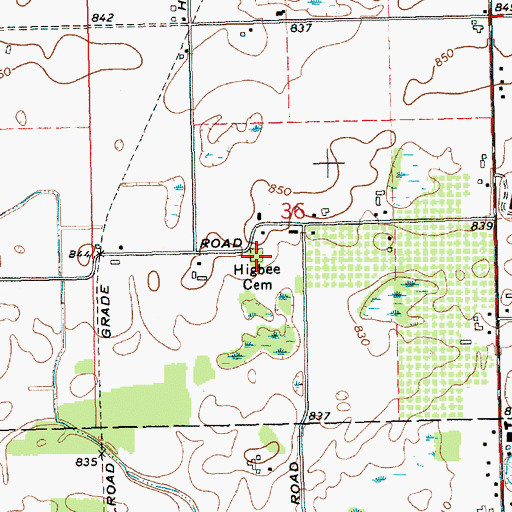 Topographic Map of Higbee Cemetery, MI