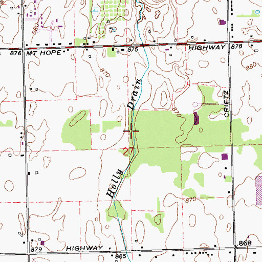 Topographic Map of Holly Drain, MI