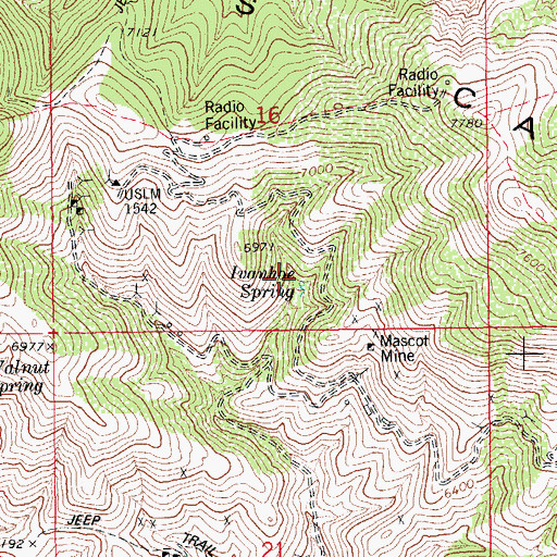 Topographic Map of Ivanhoe Spring, AZ