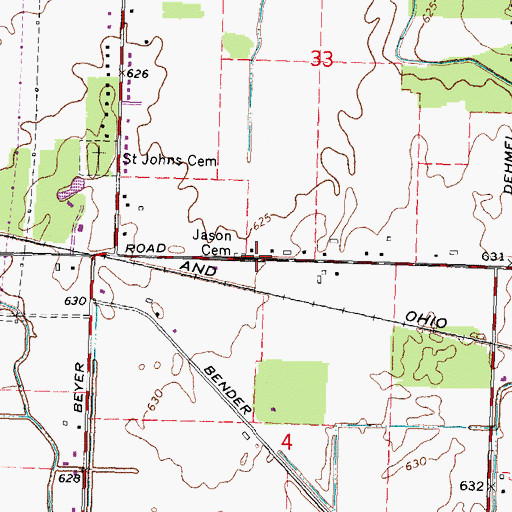 Topographic Map of Jason Cemetery, MI