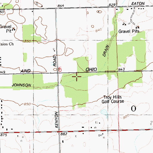 Topographic Map of Johnson Drain, MI