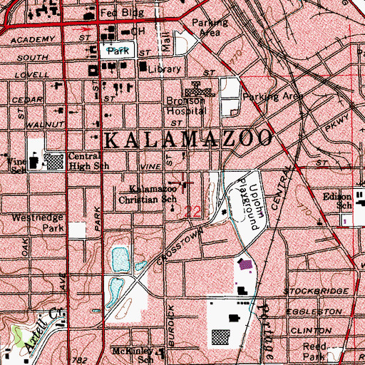 Topographic Map of Kalamazoo Christian School, MI