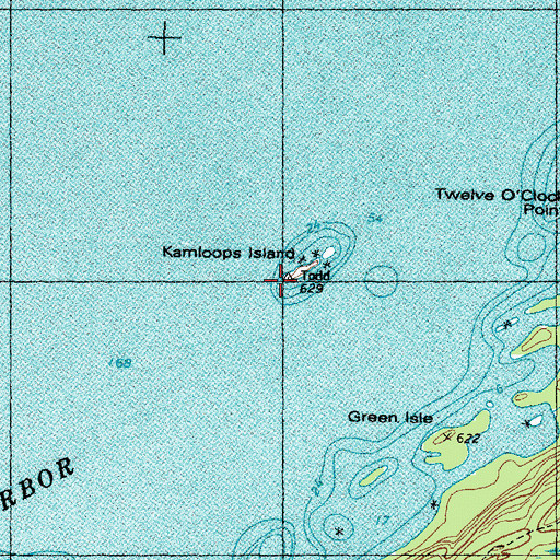 Topographic Map of Kamloops Island, MI