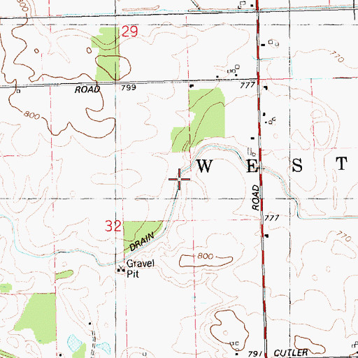 Topographic Map of Kramer Drain, MI
