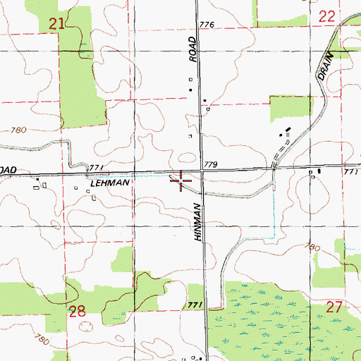 Topographic Map of Lehman Drain, MI