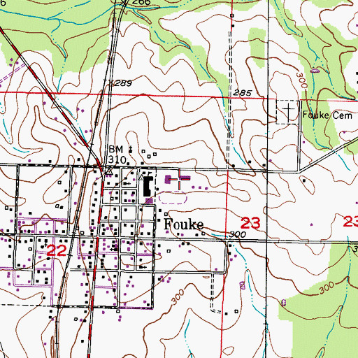 Topographic Map of Fouke Elementary School, AR