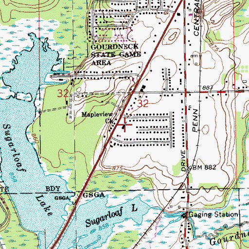 Topographic Map of Mapleview Church, MI