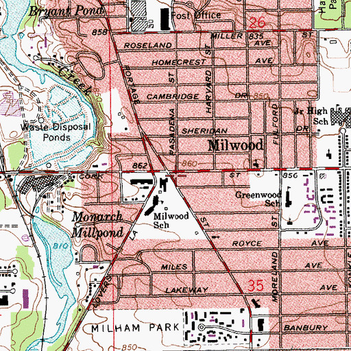 Topographic Map of Milwood, MI