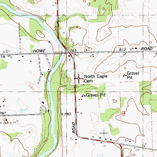 Topographic Map of North Eagle Cemetery, MI