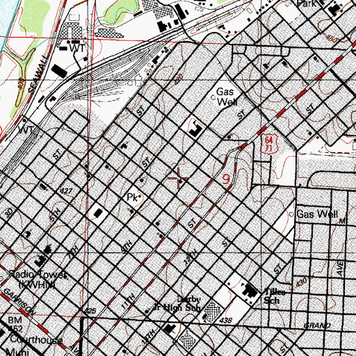 Topographic Map of Ninth Street Baptist Church, AR