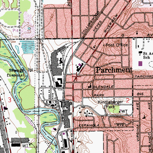 Topographic Map of Parchment, MI