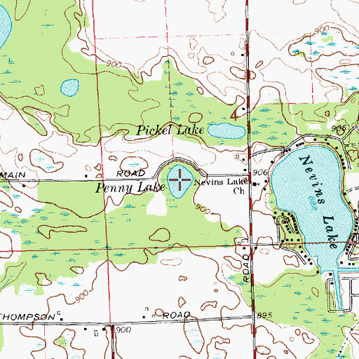 Topographic Map of Penny Lake, MI