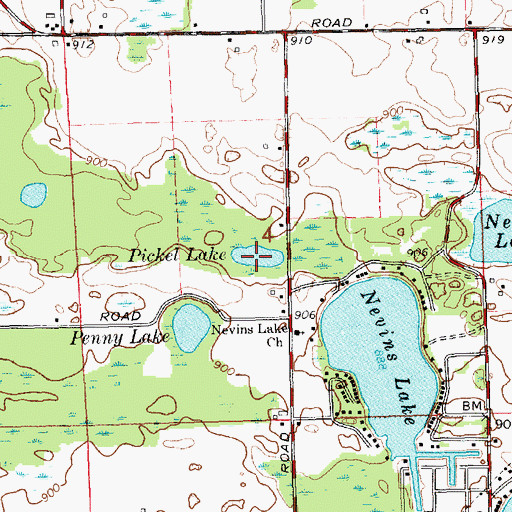 Topographic Map of Pickel Lake, MI