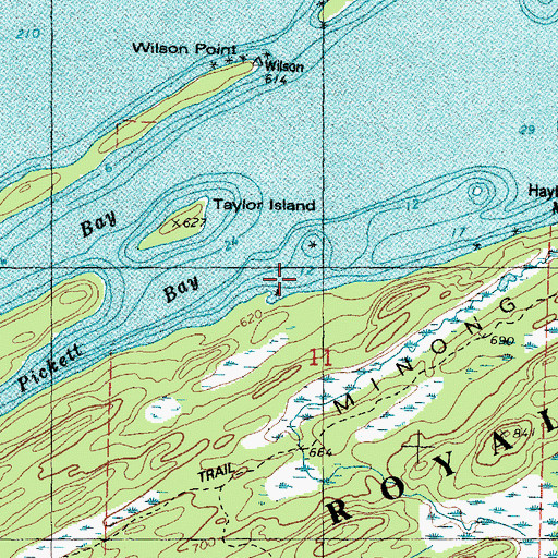 Topographic Map of Pickett Bay, MI