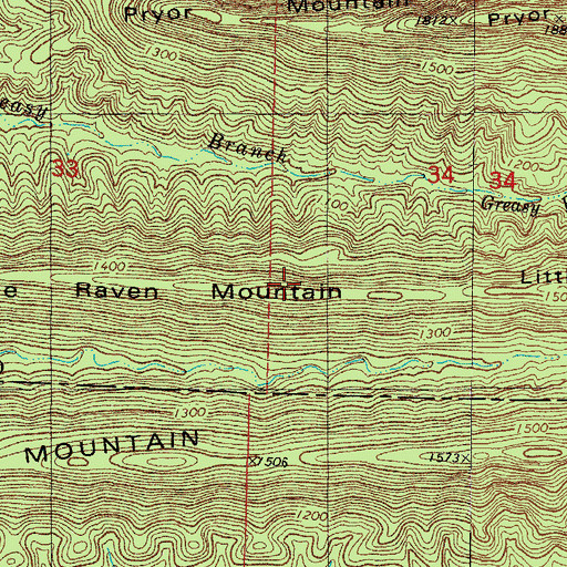 Topographic Map of Little Raven Mountain, AR