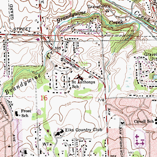 Topographic Map of Saint Anthonys School, MI
