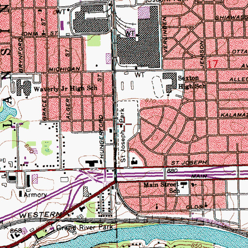 Topographic Map of Saint Joseph Park, MI