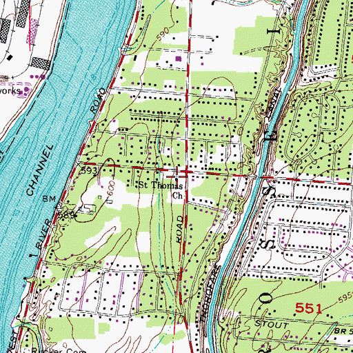 Topographic Map of Saint Thomas Church, MI