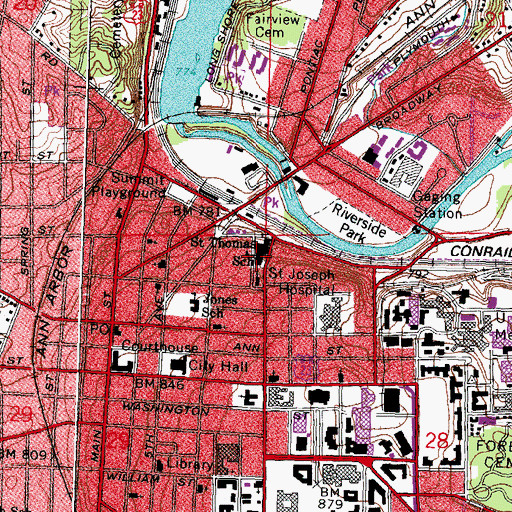 Topographic Map of Saint Thomas School, MI