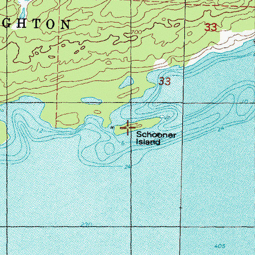 Topographic Map of Schooner Island, MI