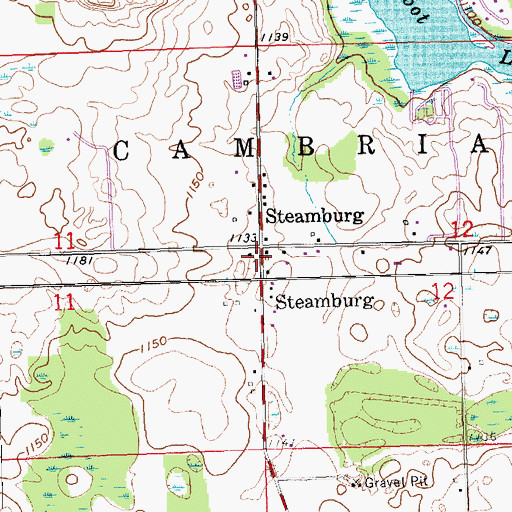 Topographic Map of Steamburg, MI